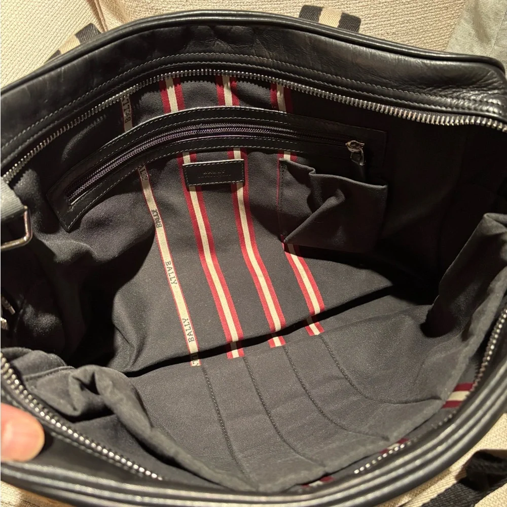Black Bally Leather Men's Laptop Bag